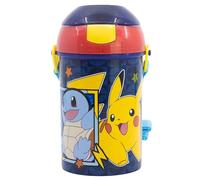 STOR Gourde Enfant Pokémon 450ml avec Sangle - Plastique Sans BPA, Bouchon Sécurisé, Idéale École et Sport