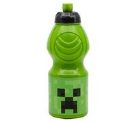 STOR Gourde Enfant Réutilisable Minecraft 400ml en Plastique avec Bouchon Anti-Fuite et Bande Antidérapante Sans BPA pour Enfants