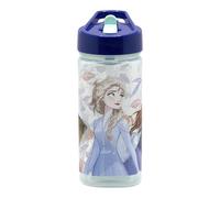 Stor Gourde La Reine Des Neiges avec Paille Intégrée 530ml - - Bouteille Eau Plastique Carrée Enfant