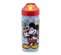 STOR Gourde Réutilisable Mickey Mouse avec Paille Intégrée 530ml - Sans BPA - Bouteille Eau Plastique Carrée Enfant