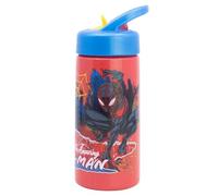 STOR Gourde de sport Spider-Man 410 ml, paille & poignée intégrée, Sans BPA