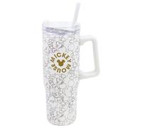 STOR Grande Tasse Isotherme avec Paille Mickey Mouse 920ml Acier Inoxydable Double Paroi - Gobelet Réutilisable avec Poignée et Couvercle