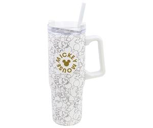 Stor Grande Tasse Isotherme avec Paille Mickey Mouse 920ml Acier Inoxydable Double Paroi - Gobelet Réutilisable avec Poignée et Couvercle