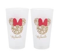 Stor Lot de 2 verres Casual Minnie Mouse Gardening 490 ml - Verres à eau en verre borosilicate pour eau et sodas, idée cadeau pour les fans de Minnie Mouse