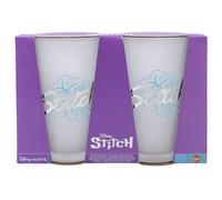 Disney Verres Stitch - Ensemble 2 verres 490 ml en cristal mat, décor givré, coffret transparent