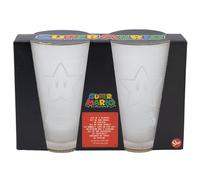 Stor Lot de 2 verres Casual Super Mario 490 ml - Verres à eau en verre borosilicate pour eau et sodas, idée cadeau pour les fans de Super Mario