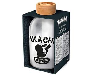 Stor POKEMON - Petite Bouteille en verre - Réutilisable PIKACHU - Bouteille transportable 620 ml - couvercle en bambou