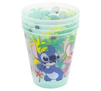 STOR Set de 4 Gobelets Enfant Stitch 285ml - Verres Reutilisables en Plastique sans BPA pour Fetes et Usage Quotidien - Resistant aux Chutes