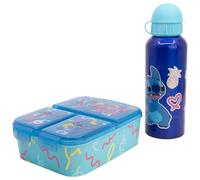 Stor Set Déjeuner Stitch - Gourde Aluminium 530ml et Boîte à Goûter 3 Compartiments - Kit Repas Enfant École