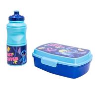 Stor Set Goûter Stitch - Boîte à Sandwich Rectangulaire et Gourde Sport 380ml - Ensemble Repas Enfant Plastique Résistant - Idéal École Sorties et Activités