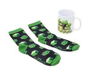 Stor Set Mug Céramique 325ml et Chaussettes Minecraft - Coffret Cadeau - Petit-Déjeuner et Accessoire Textile pour Enfants