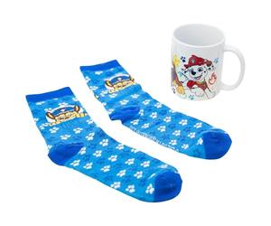 STOR Set Mug Céramique 325ml et Chaussettes Pat' Patrouille - Coffret Cadeau - Petit-Déjeuner et Accessoire Textile pour Enfants