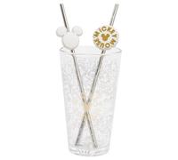 STOR Set Verre avec Pailles en Acier Inoxydable Mickey Mouse 480ml - Sans BPA, Parfait pour Boissons Froides et Chaudes