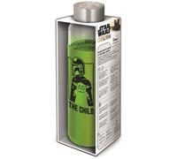 STOR - Star Wars : The Mandalorian - Bouteille en verre avec manchon Silicone - Réutilisable - 585 ml
