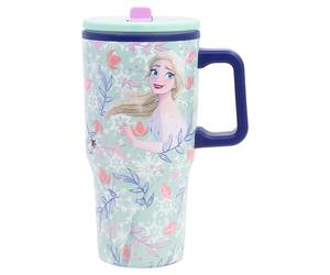 STOR Tasse en Acier avec Anse et Couvercle La Reine Des Neiges 640ml - Double Paroi avec Bec Anti-Fuite pour Enfants