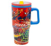 STOR Tasse en Acier avec Anse et Couvercle Spider-Man 640ml - Double Paroi avec Bec Anti-Fuite Réutilisable pour Enfants