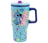 STOR Tasse en Acier avec Anse et Couvercle Stitch 640ml - Double Paroi avec Bec Anti-Fuite Réutilisable pour Enfants