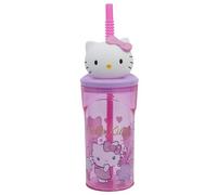 STOR Verre enfant Hello Kitty – 360 ml, figurine 3D, paille et couvercle, sans BPA