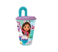Stor Gobelet Enfant avec Couvercle et Paille Gabby Et La Maison Magique 430ml - Verre Réutilisable en Plastique Résistant pour Enfants - Anti-Fuite