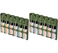 Storacell Powerpax Slim Line Lot de 2 boîtes de rangement pour piles AAA Vert militaire