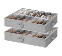StorageWorks Organisateur de chaussures sous lit, Rangement gain de place pour 24 paires, Conteneur à chaussures avec séparateurs réglables, Boîte de rangement avec couvercle, Gris clair, Lot de 2