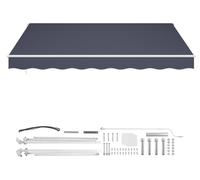 Store à bras articulé SucceBuy 3,5 x 3 m, store rétractable à manivelle, protection solaire UPF 80+, store de balcon et de terrasse pour le jardin, les fenêtres et le balcon, gris