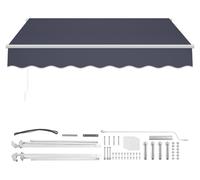 Store à bras articulés SucceBuy 2,5 x 2 m, store rétractable à manivelle, protection solaire UPF 80+ pour terrasse, balcon, jardin et fenêtres, gris