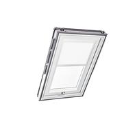 Store à Enroulement Roto ZRE - Store Toile Exclusif pour Lumière du Jour - Rail de Guidage Blanc - pour la Série Designo R6/R8, i8 et Classic 64/84 - Taille 134/078 | 13/07 - Couleur du Tissu Blanc