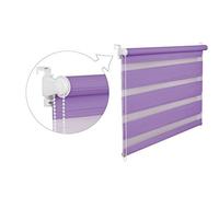 Store à enrouleur double 16 largeurs 2 longueurs Avec cordon latéral Fixation sans perçage, lilas, 65x150