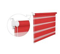Store à enrouleur double 16 largeurs 2 longueurs Avec cordon latéral Fixation sans perçage, Rot, 50x200