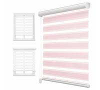 Store À Enrouleur Zébré Filtre La Lumière，Stores Enrouleur Jour/Nuit, Tissu Double, Store Zébré pour Fenêtre，Intérieur Stores À Rouleau Romains(Rose,W90xH180cm)