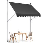 Store à fixation par pince SucceBuy 250 x 120 cm, store de balcon à manivelle, protection solaire pour terrasse, réglable en hauteur de 218 à 309 cm, store pour balcon, jardin et terrasse, noir