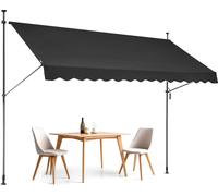 Store à fixation par pince SucceBuy 350 x 120 cm, store de balcon à manivelle, protection solaire pour terrasse, réglable en hauteur de 218 à 309 cm, store pour balcon, jardin ou terrasse, noir
