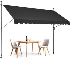 Store à fixation par pince SucceBuy 350 x 120 cm, store de balcon à manivelle, protection solaire pour terrasse, réglable en hauteur de 218 à 309 cm, store pour balcon, jardin ou terrasse, noir
