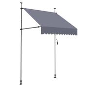 Store à fixation SucceBuy 150 cm, store réglable en hauteur avec manivelle, protection solaire UPF 80+ pour terrasse, balcon et jardin, gris foncé