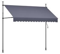 Store à fixation SucceBuy 300 cm, store réglable en hauteur avec manivelle, protection solaire UPF 80+ pour terrasse, balcon et jardin, gris foncé