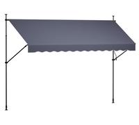 Store à fixation SucceBuy 400 cm, store réglable en hauteur avec manivelle, protection solaire UPF 80+ pour terrasse, balcon et jardin, gris foncé