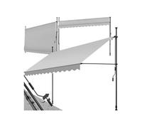 Store banne - TECTAKE - Store à pince sans perçage avec manivelle, réglable, protection UV et étanche, 350 x 180 cm - Gris clair