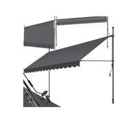 Store banne - TECTAKE - Store à pince sans perçage avec manivelle, réglable, protection UV et étanche, 400 x 180 cm - Noir/Gris