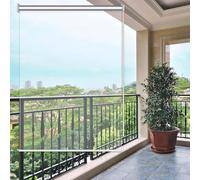 Store à rouleau d'extérieur en PVC transparent robuste résistant aux intempéries pour terrasse, balcon, porche, rideaux de séparation imperméables, coupe-vent et protégés contre les UV, 140 x 200 cm
