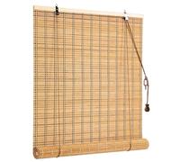 Store à Rouleau en Bambou Naturel,Store en Bambou Opaque à tirage latéral,Rideaux Romain Occultant,Protection Solaire et visuelle,pour Fenêtres Intérieur Extérieur,Largeur x Longueur (80cm x 140cm)