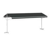 Store Autoportant 6x3 m, Auvent Extérieur avec Manivelle Réglable, Toile en Polyester Revêtement PU et Cadre en Acier Stable, Grand Parasol Double Pente pour Jardin, Terrasse, Patio, Anthracite