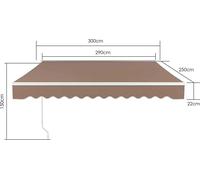 Store balcon/terrasse - store à bras articulé - dimension 3 x 2,5 m - déploiement manuel - toile de store enduite de PA - cadre en alliage d'aluminium - rouge