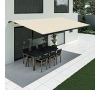Store banne 3 x 2 mètres, modèle Basic sans coffre, 3000 x 2000 mm, ivoire clair, avec commande manuelle à manivelle, configurer individuellement