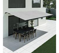 Store banne 5 x 3,5 mètres, modèle Basic sans coffre, 5000 x 3500 mm, gris clair, avec commande manuelle à manivelle, configurer individuellement