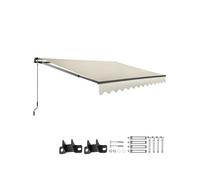 Store banne à bras articulé et support mural tissu déperlant protection UV beige