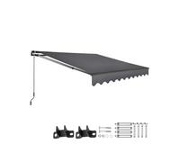 Store banne à bras articulé et support mural tissu déperlant protection UV gris foncé