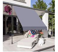 Store banne à pince manuel pour balcon 300 x 120 cm, hauteur réglable 220-310 cm, sans perçage, gris foncé