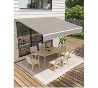 Store banne articulé extensionérieur 3,5 x 2,5m, Protection UV50+ Étanche, Manivelle et support mural, pour Terrasse Balcon, Gris
