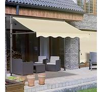 Store banne Auvent de Patio autoportant rétractable Manuel - Pare-Soleil extérieur sans perçage for terrasses et terrasses auvent(Apricot,350 * 120cm)